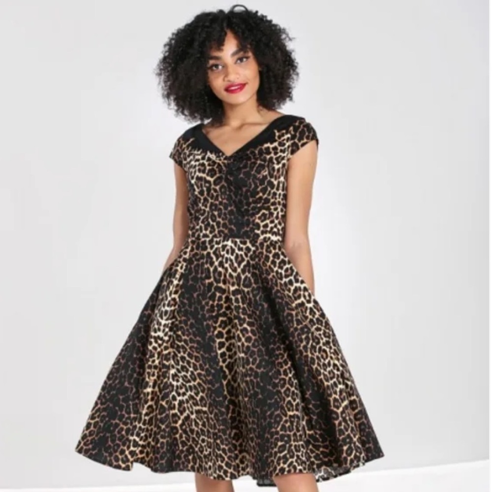 Hell Bunny animal print fit and flare dress Sz L